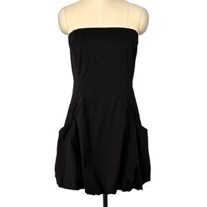 Armani Exchange Black Strapless Bubble Hem Mini Dress| Size 14